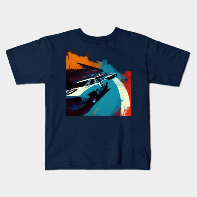 Retro Nascar Race (cut away) Kids T-Shirt by DavidLoblaw